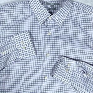 Uniqlo Men's Slim Fit Large‎ Window Pane Print Long Sleeve Button Up White Shirt